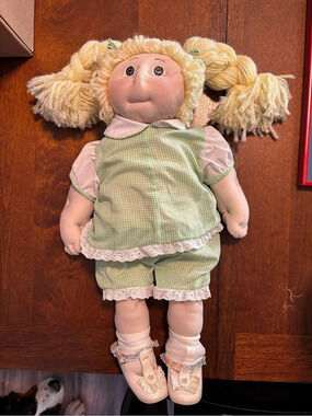 Cabbage Patch Kids Vintage Cloth Doll in Green & Pink